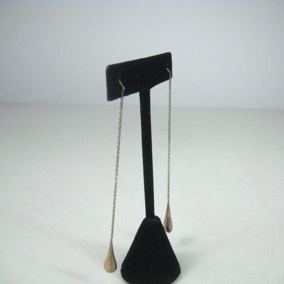 Sterling Silver Long Teardrop Dangle Chain Earrings 925 Post Party Cocktail - Picture 5 of 6